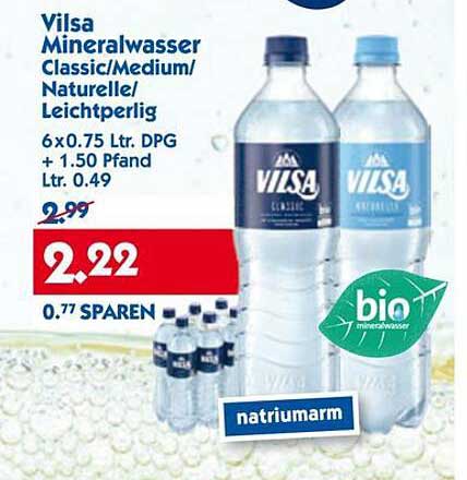 Vilsa Mineralwasser Classic/Medium/Naturalleichtperlig 6x0,75 Ltr.