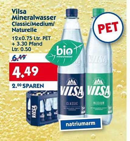 Vilsa Mineralwasser Classic/Medium/Naturelle 12x0.75 Ltr. PET