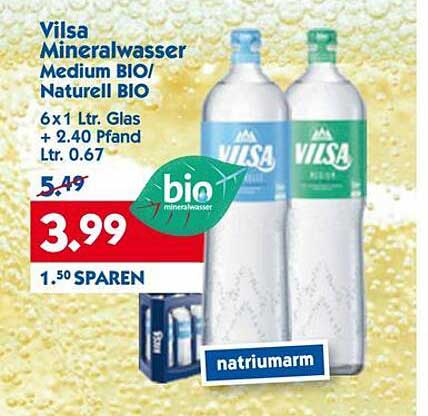 Vilsa Mineralwasser Medium BIO/Naturell BIO 6 x 1 L