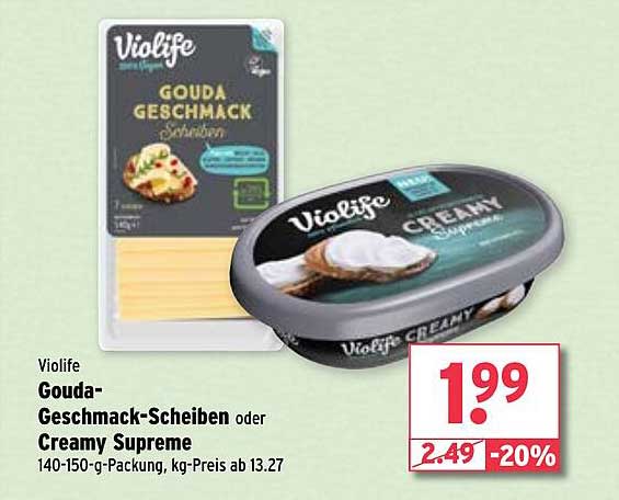 Violife Gouda-Geschmack-Scheiben oder Creamy Supreme