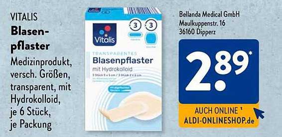 VITALIS Blasenpflaster transparent mit Hydrokolloid, 6 Stück