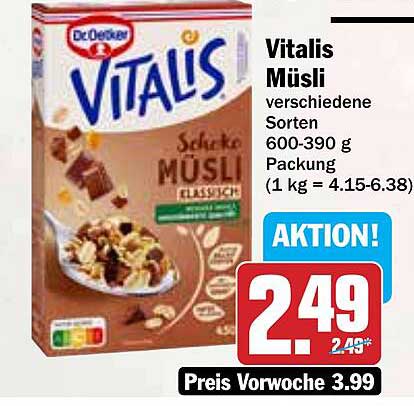 Vitalis Müsli - verschiedene Sorten 600-390 g