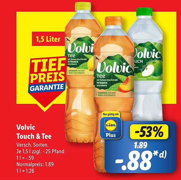 Volvic Touch & Tee 1,5 Liter - Verschiedene Sorten