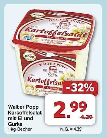 Walter Popp Kartoffelsalat mit Ei und Gurke 1-kg-Becher