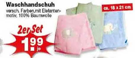 Waschhandschuh 2er Set – versch. Farben, mit Elefantenmotiv