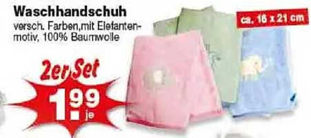 Waschhandschuh 2er Set – Verschiedene Farben mit Elefantenmotiv