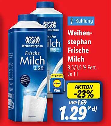 Weihenstephan Frische Milch 3,5% Fett 1l