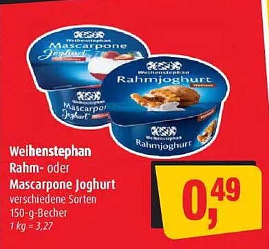Weihenstephan Rahm- oder Mascarpone Joghurt 150-g-Becher