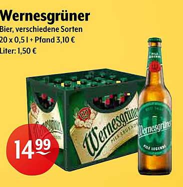 Wernesgrüner Bier – 20 x 0,5 l im Paket