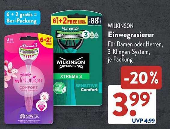Wilkinson Einwegrasierer für Damen und Herren – 3-Klingen-System