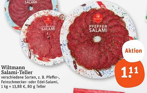 Wiltmann Salami-Teller - verschiedene Sorten, z. B. Pfeffer-, Feinschmecker- oder Edel-Salami