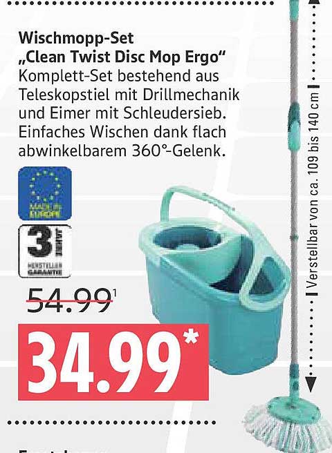 Wischmopp-Set „Clean Twist Disc Mop Ergo“