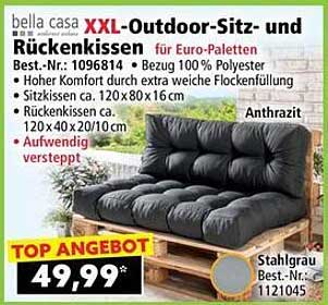 XXL-Outdoor-Sitz- und Rückenkissen für Euro-Paletten