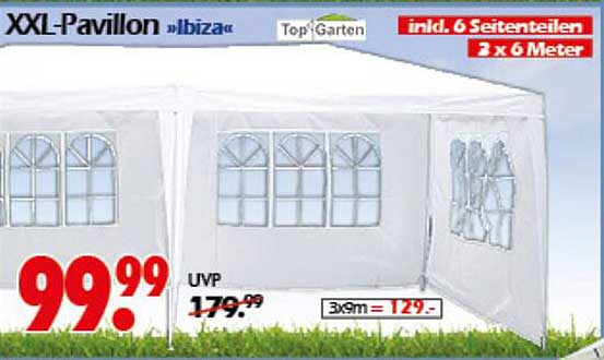 XXL-Pavillon »Ibiza« mit 6 Seitenteilen 3 x 6 Meter