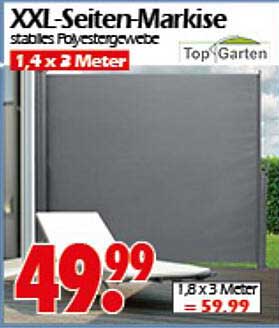 XXL-Seiten-Markise 1,4 x 3 Meter - stabil aus Polyestergewebe