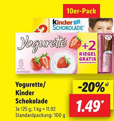 Yogurette/Kinder Schokolade 10er-Pack