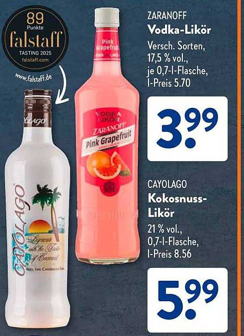 ZARANOFF Vodka-Likör und CAYOLAGO Kokosnuss-Likör - Erfrischende Geschmackserlebnisse