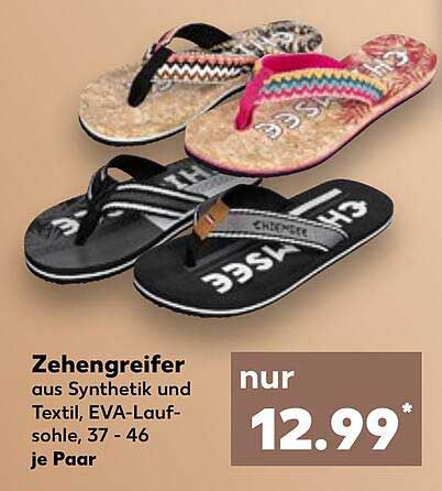 Zehengreifer aus Synthetik und Textil, EVA-Laufsohle, 37 - 46 je Paar