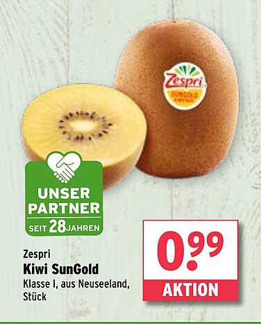 Zespri Kiwi SunGold, Klasse I, aus Neuseeland, Stück