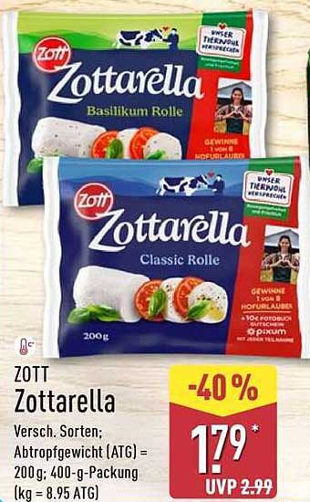 Zott Zottarella - Basilikum und Classic Rolle 200 g