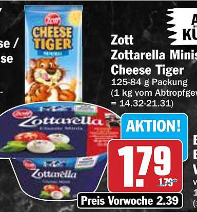 Zott Zottarella Mini Cheese Tiger 125-84 g Packung