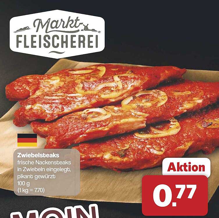 Zwiebelsteaks - frische Nackensteaks in Zwiebeln eingelegt, pikant gewürzt