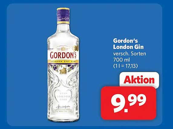 Gordon's London Gin versch. Sorten 700 ml (1 l = 17,13)