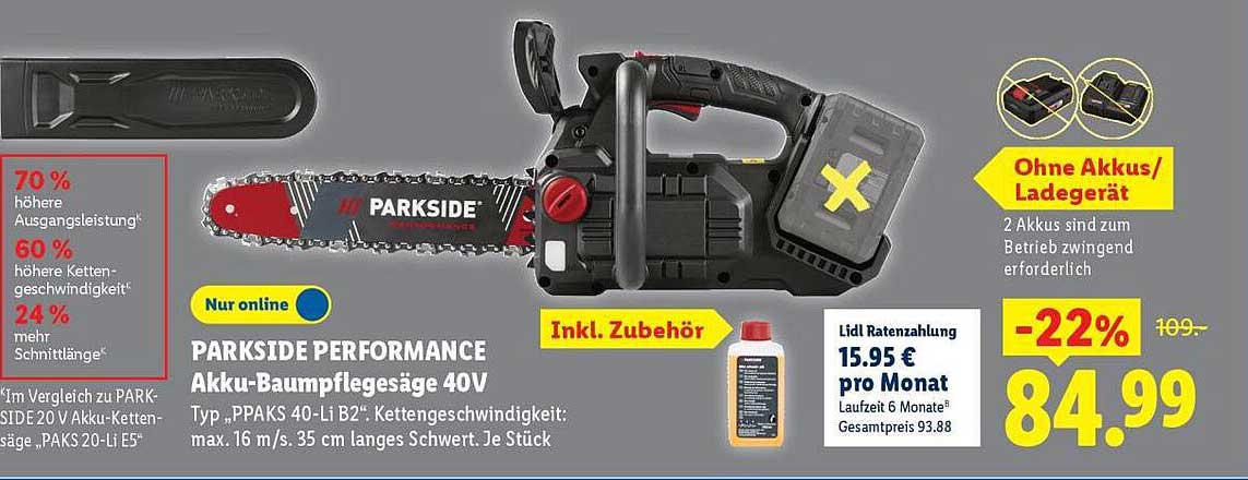 PARKSIDE PERFORMANCE Akku-Baumpflegesäge 40V