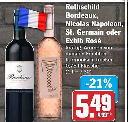 Rothschild Bordeaux, Nicolas Napoleon, St. Germain oder Exhib Rosé