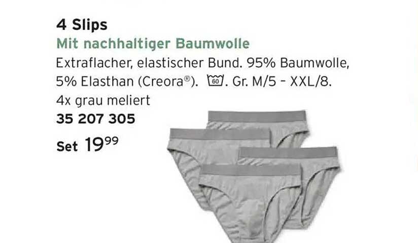 4 Slips mit nachhaltiger Baumwolle