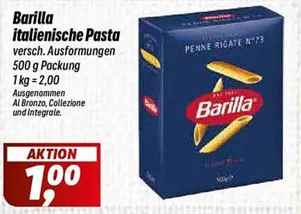 Barilla italienische Pasta 500 g – Aktion für nur 1,00 €!