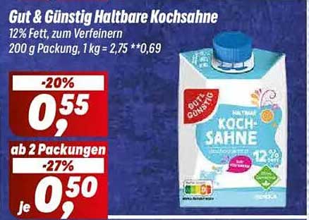 Gut & Günstig Haltbare Kochsahne 200 g