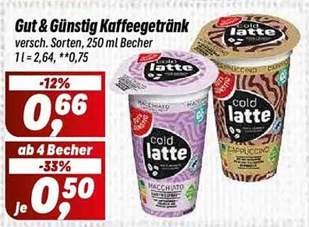 Gut & Günstig Kaffeegetränk, 250 ml Becher
