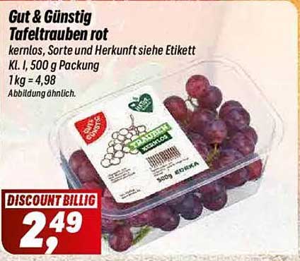 Gut & Günstig Tafeltrauben rot, 500 g