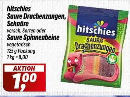 hitsches Saure Drachenzungen, Schnüre (125 g Packung)