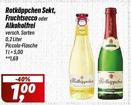 Rotkäppchen Sekt, Fruchtsecco oder Alkoholfrei - 0,2 Liter Piccolo-Flasche