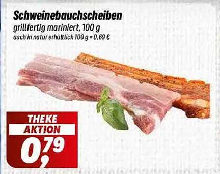Schweinebauchscheiben grillfertig mariniert, 100 g