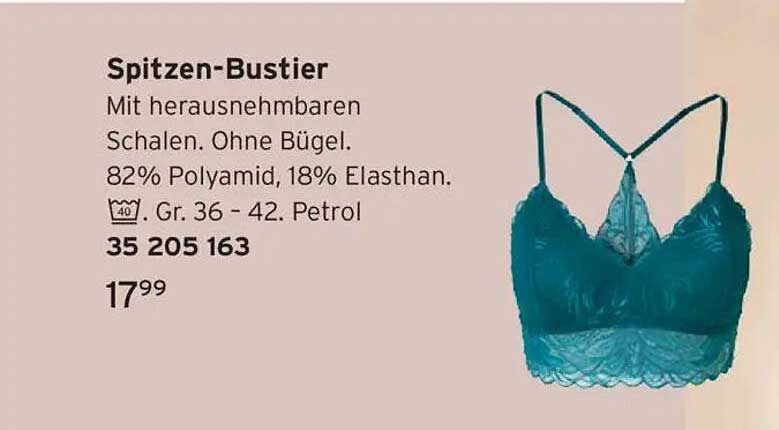 Spitzen-Bustier mit herausnehmbaren Schalen, ohne Bügel