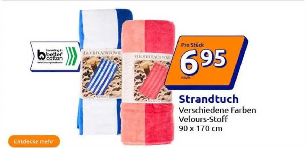 Strandtuch in verschiedenen Farben aus Velours-Stoff