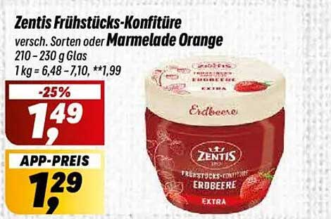 Zentis Frühstücks-Konfitüre verschiedene Sorten oder Marmelade Orange