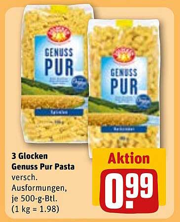 3 Glocken Genuss Pur Pasta verschiedene Ausführungen, je 500-g-Btl.