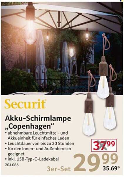 Akku-Schirmlampe „Copenhagen“ 3er-Set