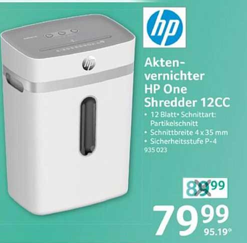 Aktenvernichter HP One Shredder 12CC