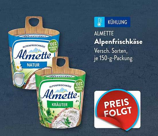 ALMETTE Alpenfrischkäse – Verschiedene Sorten, je 150-g-Packung