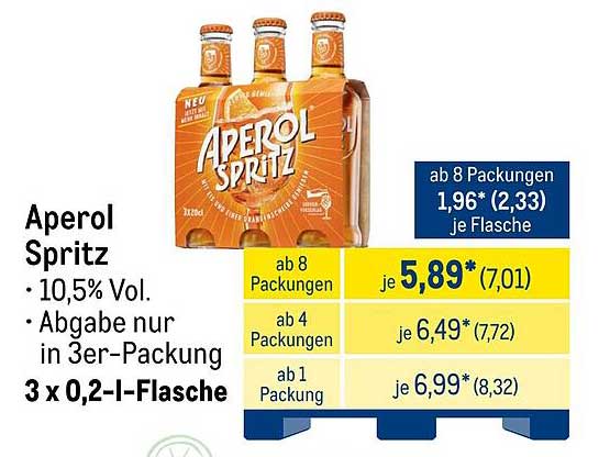 Aperol Spritz 3 x 0,2 I-Flasche