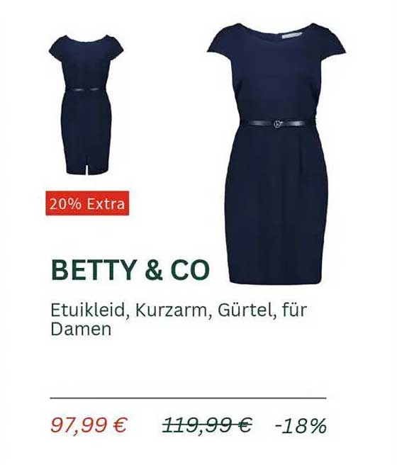 BETTY & CO Etuikleid, Kurzarm, Gürtel, für Damen
