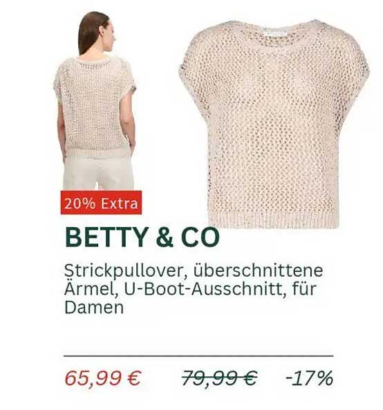 BETTY & CO Strickpullover mit überschnittenen Ärmeln und U-Boot-Ausschnitt für Damen
