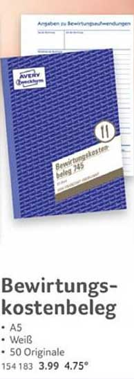 Bewirtungskostenbeleg A5 - 50 Originale von Avery