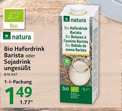 Bio Haferdrink Barista oder Sojadrink ungesüßt 1-l-Packung