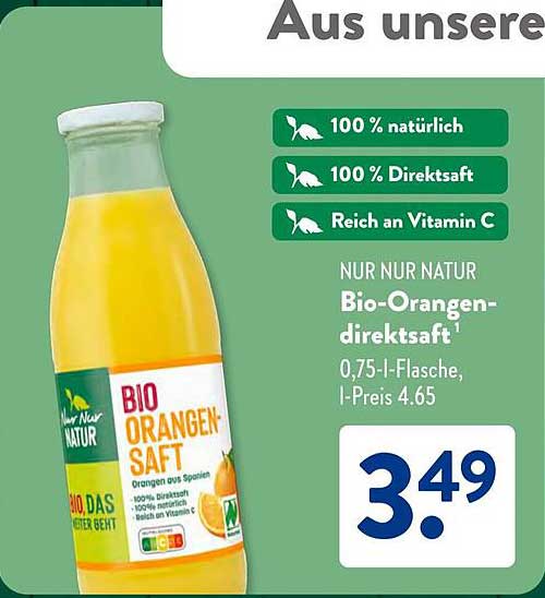 Bio-Orangensaft 0,75 l – 100 % natürlich und direkt frisch